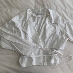 Zara cropped white blouse